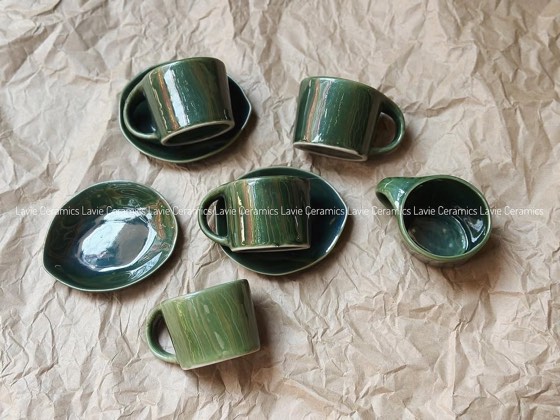 Bộ cốc cà phê xanh lục bảo